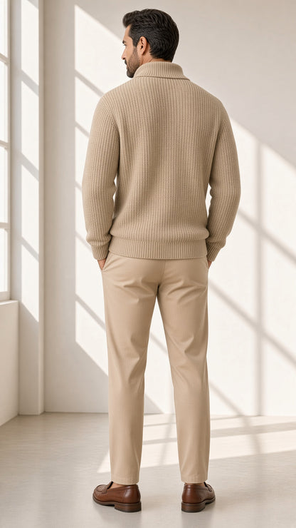 Jersey Marco en beige, vista de espalda – Vora Maison