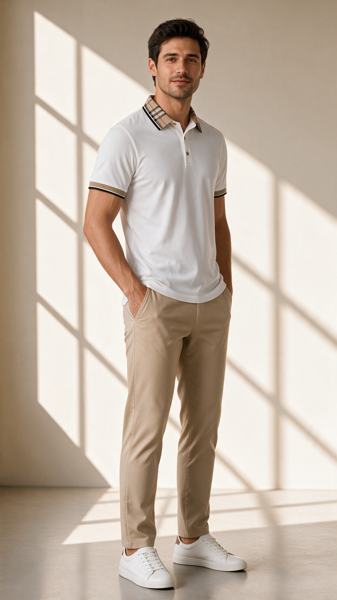 Polo Enzo · cuello de cuadros en contraste